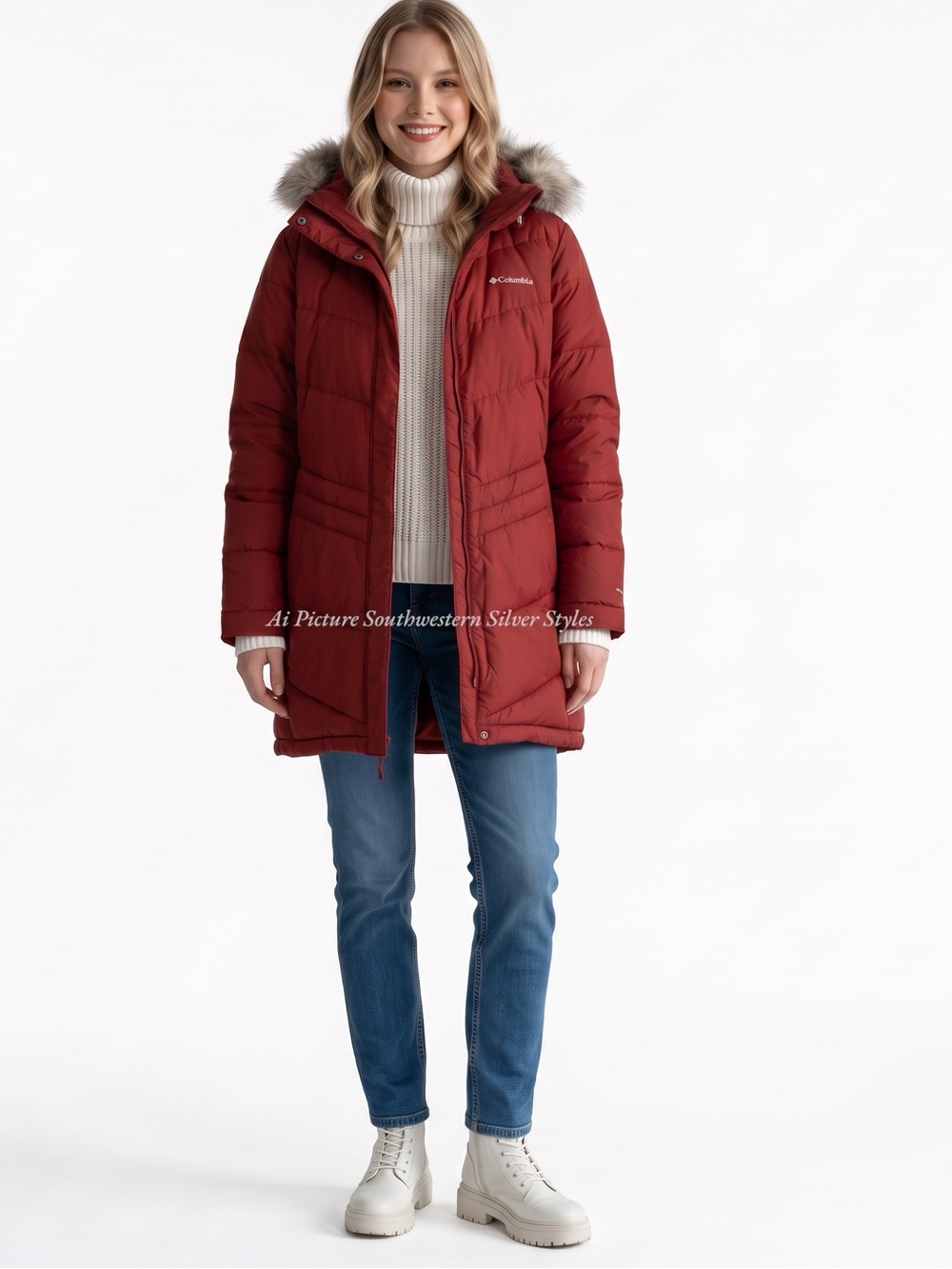 NWOT Columbia Women's Red Size XL Peak Park Mid Insulated Faux Fur Hood Jacket